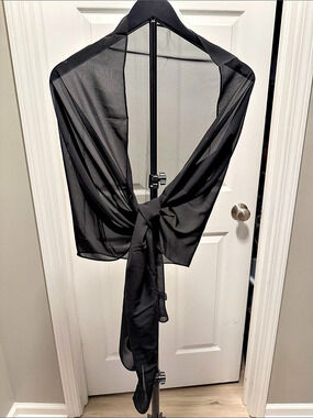 Black Tie Front Sheer pashmina